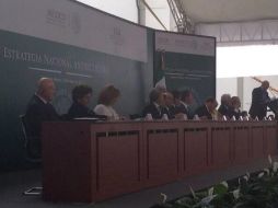 La Estrategia Nacional Antisecuestro se presenta en la explanada de la Secretaría de Gobernación. Foto: @SEGOB_mx. ESPECIAL /