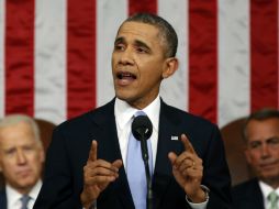 Barack Obama emite su discurso por el informe desde el recinto del Congreso de Estados Unidos. AP /