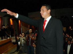 Elías Rangel Ochoa durante la toma protesta. ESPECIAL /