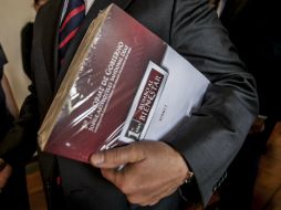 Aspecto del documento que contiene el Primer Informe de Aristóteles Sandoval. ARCHIVO /