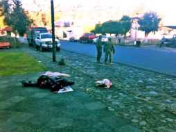 Las cabezas estaban tiradas en la calle, sobre unas bolsas de plástico y costales. EFE /
