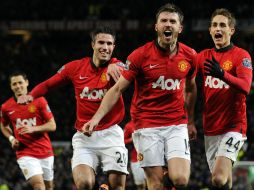 Jugadores del Manchester United celebrando el segundo gol ante el Fulham. AFP /