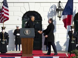 Barack Obama y François Hollande, durante la ceremonia en la Casa Blanca. AP /