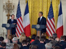 El presidente de Francia, François Hollande y su homólogo estadounidense, Barack Obama; durante una conferencia. AFP /