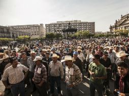 Productores maiceros se manifestaron en el Congreso exigiendo se les cumpla el pago de cuatro mil 100 pesos por tonelada de maíz.  /