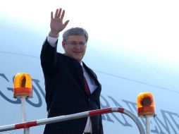 El primer ministro de Canadá, Stephen Harper, arriba a la Ciudad de México previo a la Cumbre de Líderes de América del Norte. SUN /