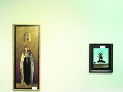 Muestra. La fe contenida (izquierda), de César Julián Cervantes, en la exposición de la primera bienal del Atanasio Monroy.  /