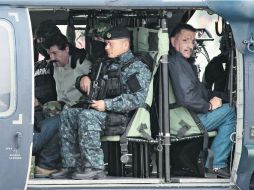 Fuertemente custodiado, Joaquín ''Chapo'' Guzmán es trasladado al penal del Altiplano en un helicóptero de la Policía Federal. AP /