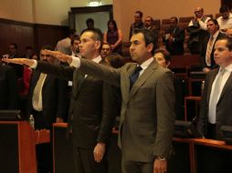 Toma protesta a Juan Luis González Montiel y Adrian Joaquín Miranda Camarena, como magistrados provisionales del TAE. ESPECIAL /