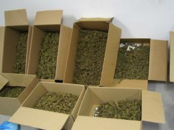 Los sujetos fueron detenidos asegurándoles la mariguana que tenían en ocho cajas de cartón.  /