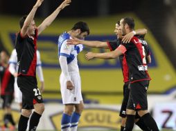 Jugadores de El Rayo Vallecano celebran su victoria. EFE /