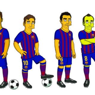 Jugadores del Barcelona, al estilo Simpson