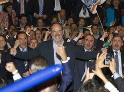 Gustavo Madero ofreció un discurso para los militantes que lo acompañaron a la entrega de su documentación. NTX /