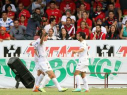 Jugadores del Atlas celebran el gol de Maikon. MEXSPORT /
