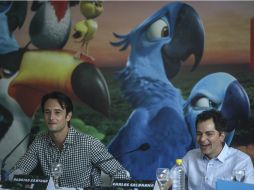 El actor Rodrigo Santoro y el director Carlos Saldanha durante el anuncio de la proyección del filme. EFE /