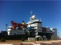 El buque ''James Cook'' culminará su misión en Manzanillo, luego de un mes de labores en el océano Pacífico. Foto: ‏@udg_oficial. ESPECIAL /