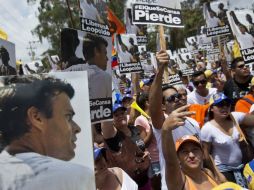 Seguidores de Leopoldo López se manifiestan exigiendo su liberación. AP /