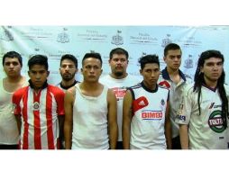 Ellos son los ocho consignados por intento de homicidio y otros delitos dados a conocer por la Fiscalía tras el Clásico Tapatío. ESPECIAL /