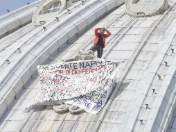 Marcello Di Finizio protesta contra la crisis económica. EFE /