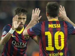 Este fue el festejo del gol de la igualada culé, el cual cayó hasta el minuto 71. EFE /