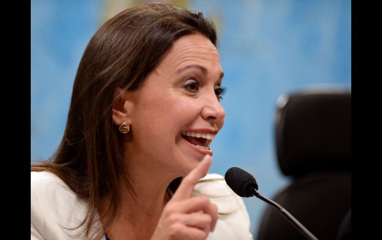 Machado explicó la situación venezolana durante una audiencia en la Comisión de Relaciones Exteriores del Senado brasileño. AFP /