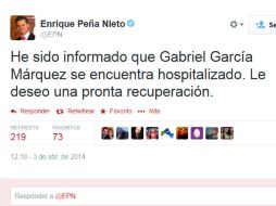 El mandatario utilizó su cuenta de Twitter para publicar el mensaje. ESPECIAL /