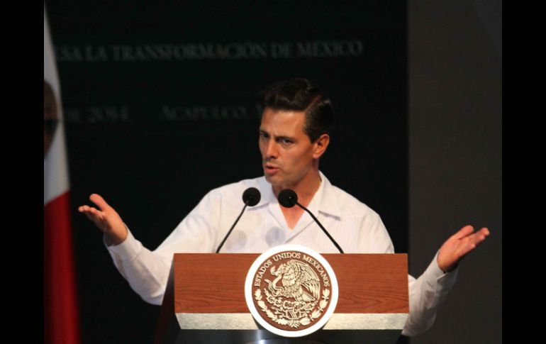 El mandatario, enrique Peña Nieto, encabeza la clausura de la 77 Convención Bancaria en Acapulco, Guerrero. NTX /