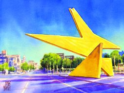 La escultura de 'El pájaro', diseñada por Mathias Goertiz, es uno de los emblemas de la ciudad.  /