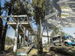 La gente camina por el puente hasta que, en las alturas, descubre que debe hacer malabares para pasar al otro lado.  /