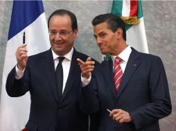El presidente de Francia, François Hollande y Enrique Peña Nieto, durante la gira oficial de Estado del mandatario francés. EFE /