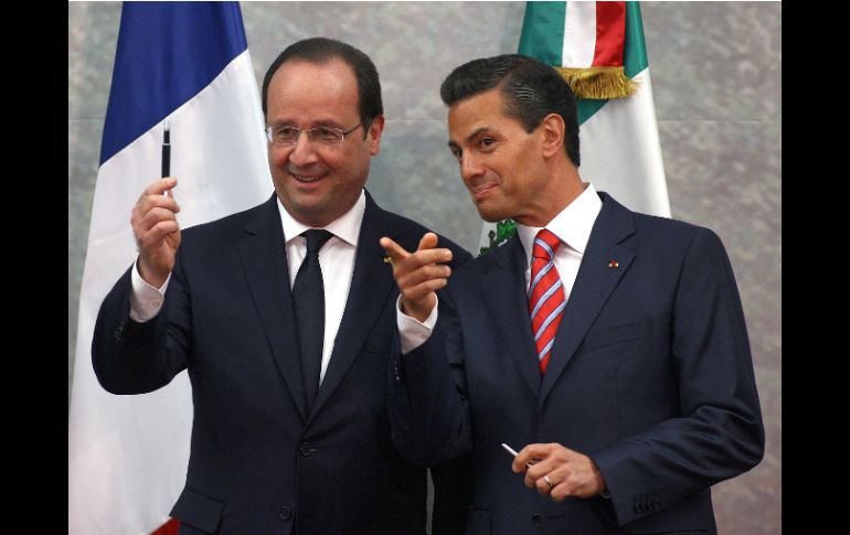 El presidente de Francia, François Hollande y Enrique Peña Nieto, durante la gira oficial de Estado del mandatario francés. EFE /