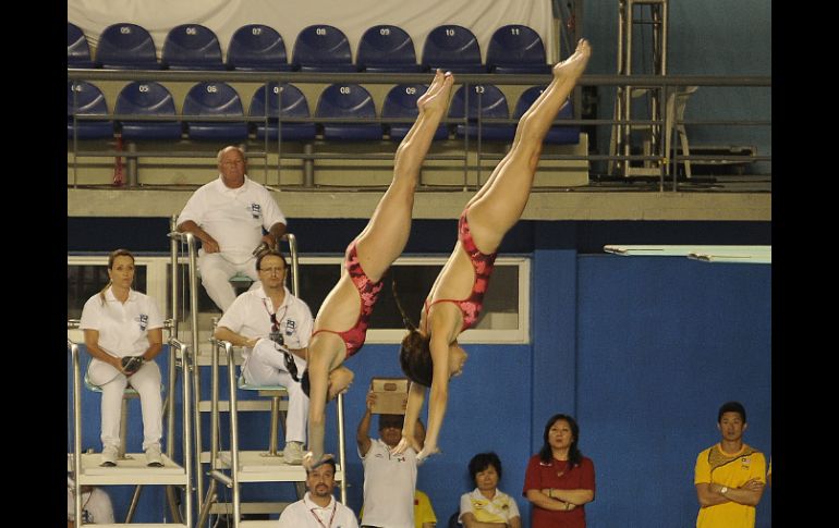 La pareja mexicana se impuso en la prueba de trampolín de tres metros sincronizados. ARCHIVO /