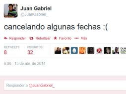 El 'Divo de Juárez' dio a conocer la noticia mediante su twitter. ESPECIAL /