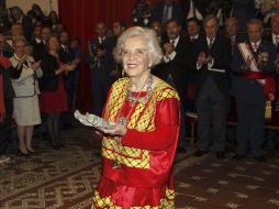 Elena Poniatowska recibe el Premio Cervantes 2013 en España. AFP /