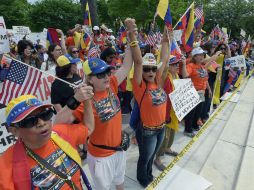 Venezolanos llegaron a Washington desde distintos puntos en una caravana por la libertad para pedir sanciones al gobierno de Maduro. EFE /