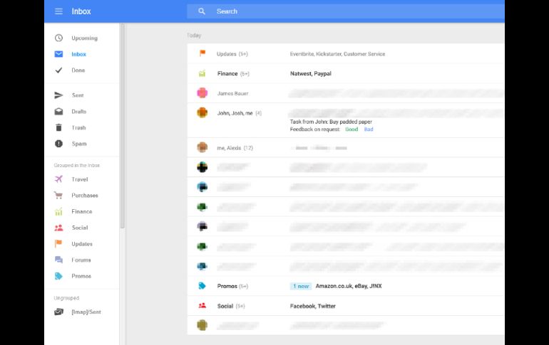 El posible nuevo portal prioriza a los correos enmarcados en una barra azul donde aloja opciones. ESPECIAL /