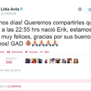 Lidia Ávila se convierte en mamá