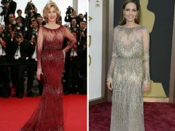 A pesar de la diferencia de edades, Fonda luce deslumbrante en el diseño que Jolie portó en los Oscar. ESPECIAL /