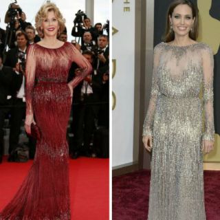 Jane Fonda y Angelina Jolie comparten vestido en galas