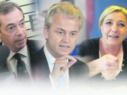 PROTAGONISTAS. Nigel Farage, Geert Wilders y Marine Le Penson, las caras más visibles de la ultraderecha.  /