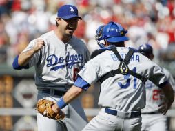 Josh Becket celebra el primer 'no-hitter' de la temporada de Grandes Ligas. AP /