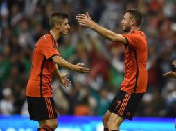 Miguel Layún, autor de dos de los tres tantos que marcó el equipo mexicano en el partido ante Israel. AFP /
