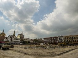 Trabajos de limpieza en donde estaba el Mercado Corona.  /
