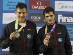 Los mexicanos Iván García y Germán Sanchez en el mundial de natación Barcelona 2013.  /