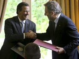 Meade (i) estuvo en España y Portugal, donde el Presidente Peña realizó una visita de estado. EFE /