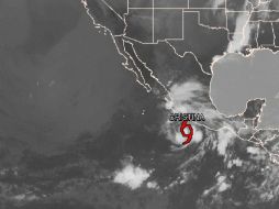 En la imagen satelital del Centro Nacional de Huracanes de EU se observa la posición de 'Cristina' frente a costas mexicanas. ESPECIAL /