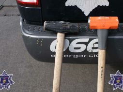 También se les aseguraron los marros con los que intentaban realizar el robo. ESPECIAL /