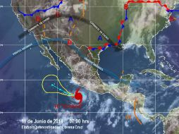 Imagen del Servicio Meteorológico Nacional que muestra las zonas del país afectadas por los fenómenos naturales. Foto: SMN. ESPECIAL /