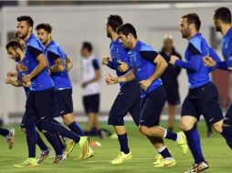 Los jugadores de Grecia durante una sesión de entrenamiento. AFP /