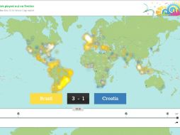 Este es el mapa que se publicó sobre la cantidad de tuits escritos en cada país. ESPECIAL /